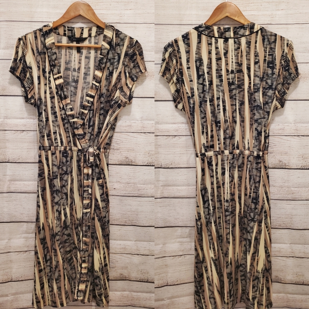 BCBGMaxAzria Multicolor Wrap Dress, Size L